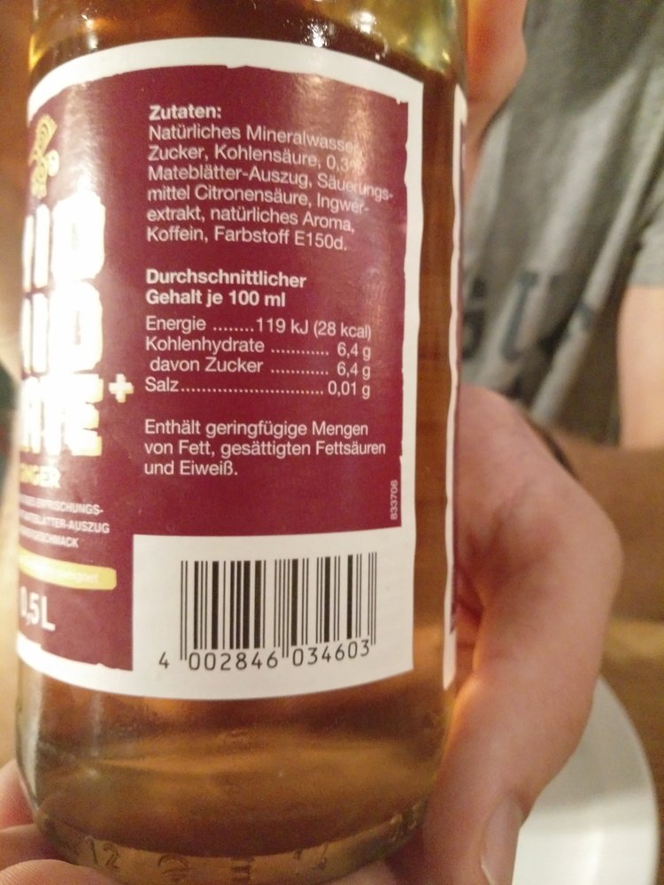 Produit Mio Mio Mate Ginger The Open Food Repo