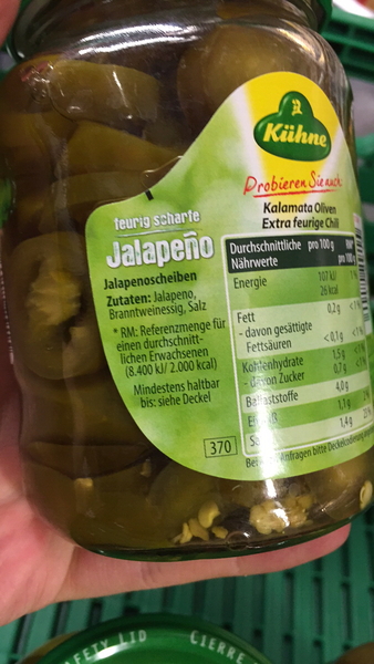 Product “Kühne feurig scharfe Jalapeño in Scheiben” | The Open Food Repo Product “Kühne feurig scharfe Jalapeño in Scheiben” | The Open Food Repo