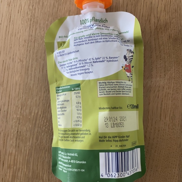 Product “Hipp - Hafer Smoothie (Pfirsich, Banane, Apfel)” | The Open ...