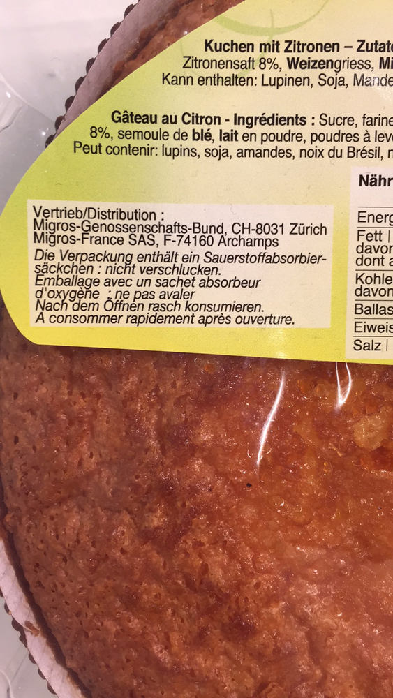 Product Migros Moelleux With Lemon The Open Food Repo