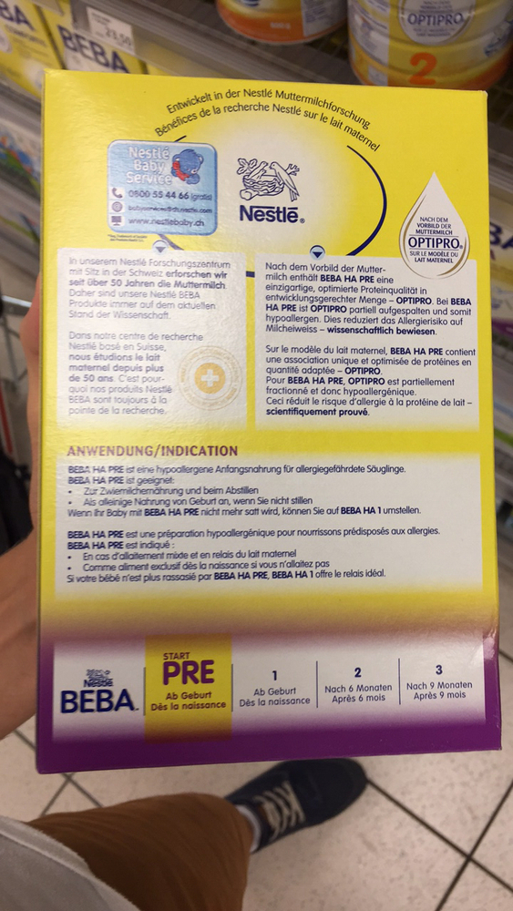 Product Nestle Beba Ha Start Pre The Open Food Repo